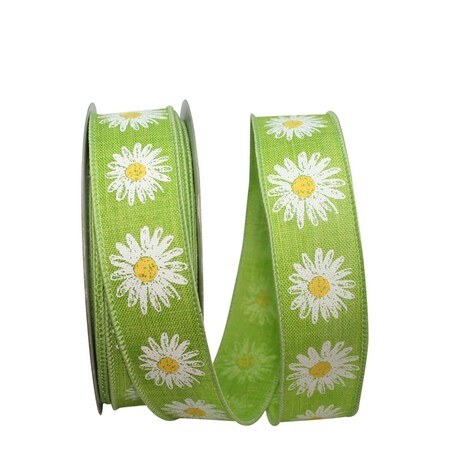 Reliant Ribbon 10.5 in. 20 Yards Linen Flower Row Wired Edge Ribbon, Citrus 93246W-185-09H